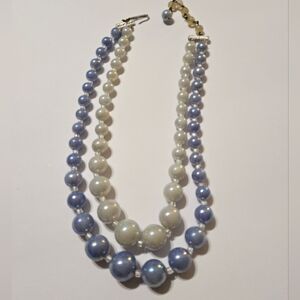 Elegant Blue and White Pearl Necklace